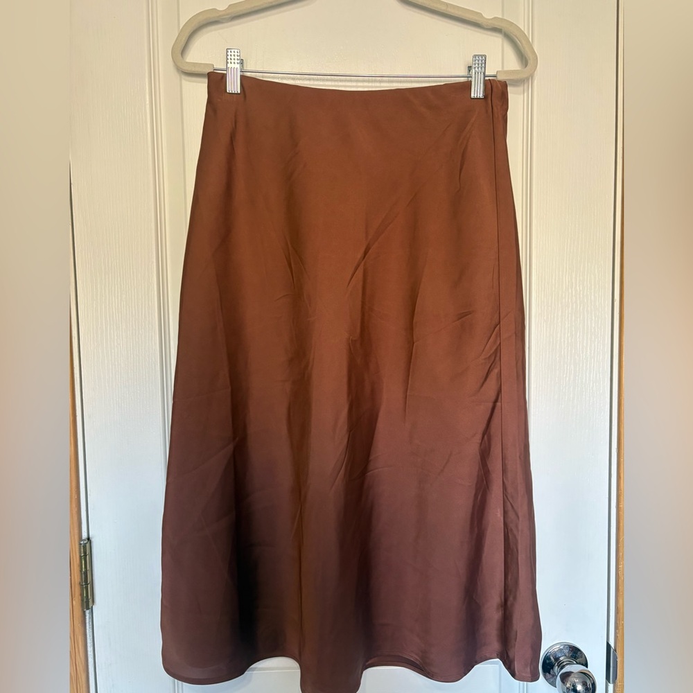 Nordstrom Rust Brown A-Line Midi Skirt